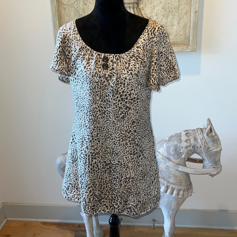LAUNDRY by Shelli Segal silk animal print mini‎ shift dress Sz S